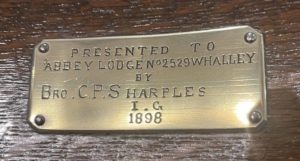 Chair 1898 presentation plaque - Bro C P S Sharples