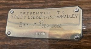 Chair 1900 presentation plaque - Bro J Newton